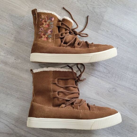 Toms size 8.5 Alpine water resistant leather dark brown suede ankle boot - Picture 2 of 7